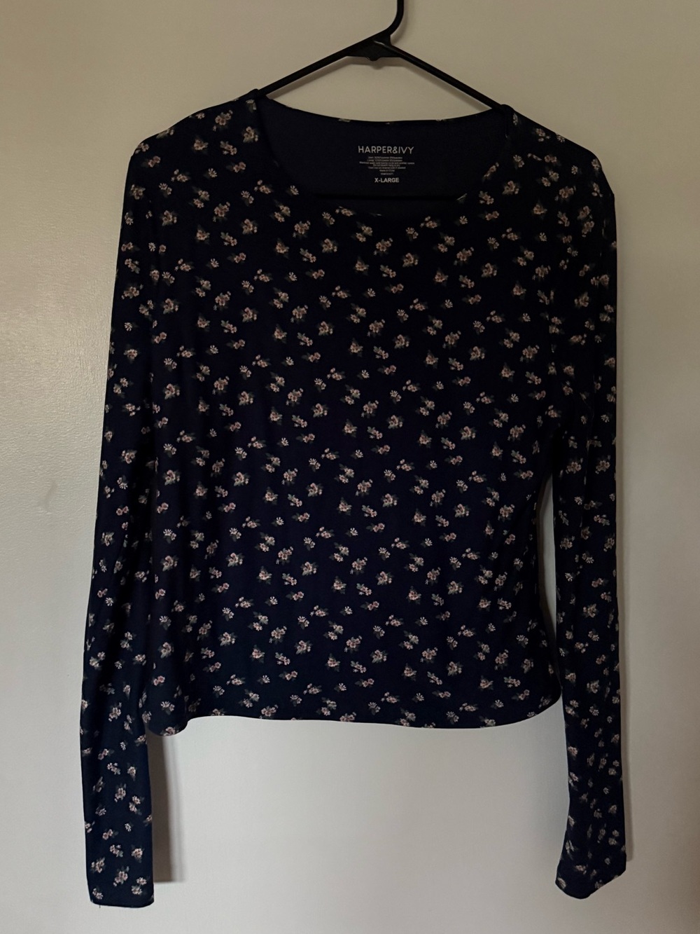 Navy Floral Long-Sleeve Top